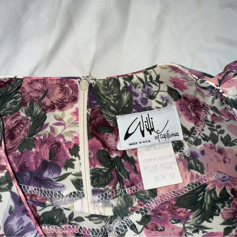 Vintage Willi of California Floral Midi Dress | Size 12 | Cottagecore Vibes 🌿🌸 - Picture 5 of 5
